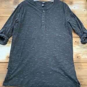 H&M Henley Mens Roll-Up W/Button Long Sleeve Shirt